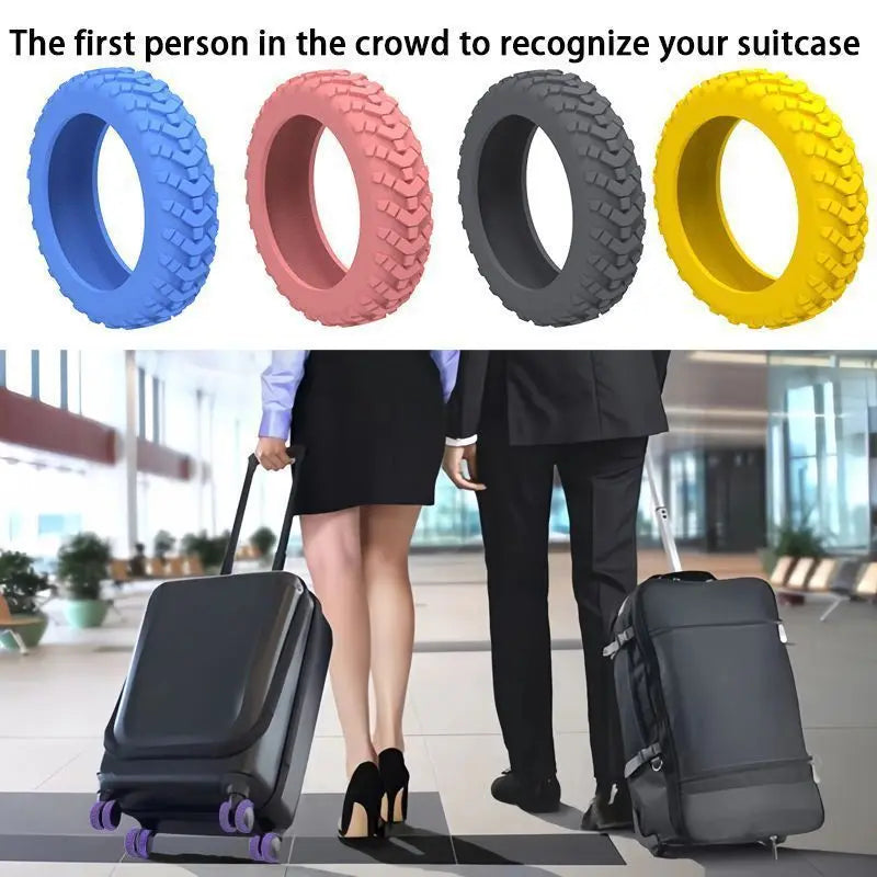 8PCS Suitcase Wheels Protection Cover Silent Rubber Luggage Roller Cover Trolley Box Casters Cover Travel Luggage Caster Shoes