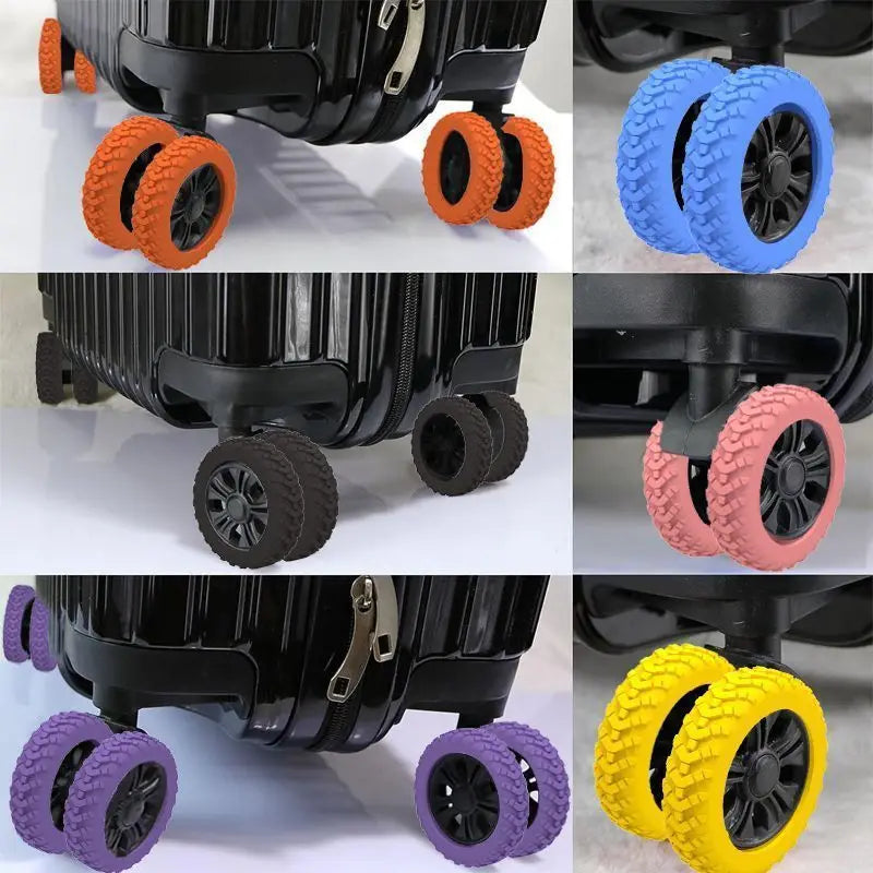 8PCS Suitcase Wheels Protection Cover Silent Rubber Luggage Roller Cover Trolley Box Casters Cover Travel Luggage Caster Shoes