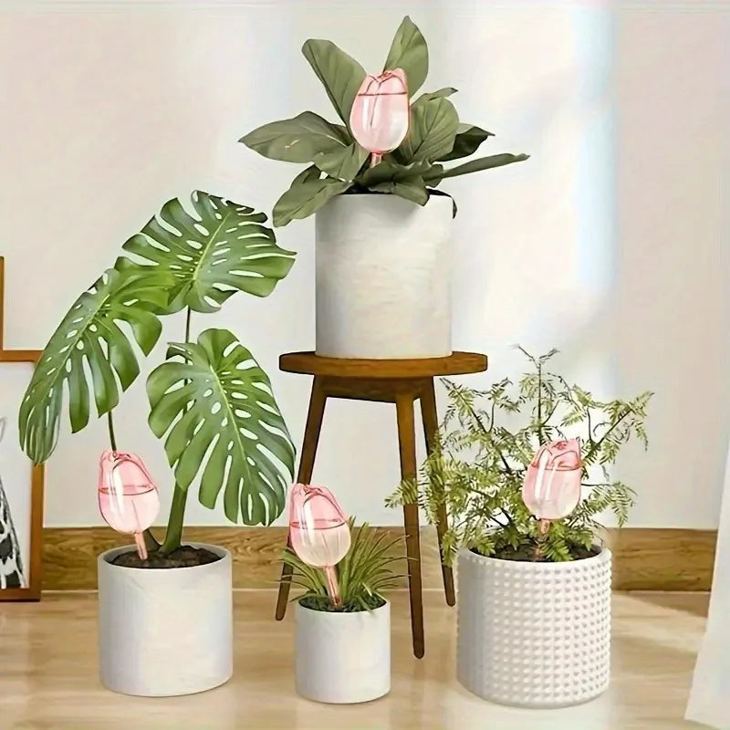 Pink Tulip Plant Watering Balls, Suitable for Indoor and Outdoor Plants, Automatic Plant Drippers, and Automatic Watering