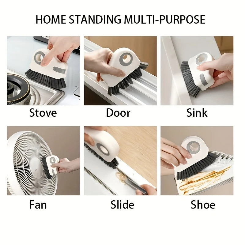 2 in 1 Groove Cleaning Brush Window Sliding Door Track Cleaner Tool Grout Cleaner Grip Brush Hard Bristle Crevice Cleaning Brush